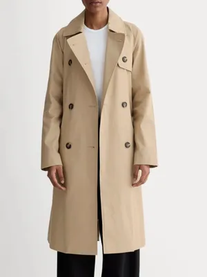 Everlane The Cotton Modern Trench Coat Size XXS Khaki Tan Cornstalk Lined thumbnail 2