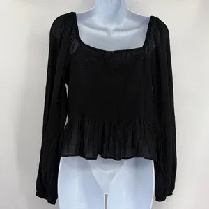 Newbury Kustom Witchy Milkmaid Top Sz L Coquette Noir Peplum Fairy Grunge Smock thumbnail 6