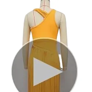 NWT ~ Women's Long Sleeveless Bright Yellow Fringe Maxi Party Dress ~ Size XL thumbnail 3