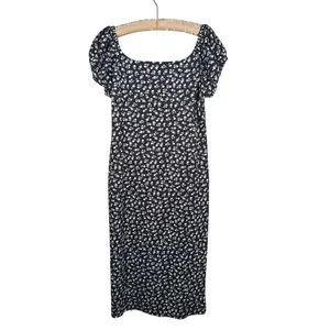 Betsey Johnson Y2K Floral Corset Milkmaid Midi Dress Size XL Black Coquette thumbnail 3