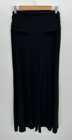 Perseption Black Wide Leg Boho Pants Sz M High Waisted Festival Slinky‎ Stretch thumbnail 1