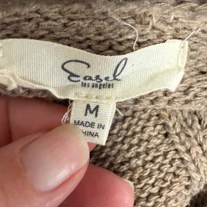Easel Cardigan M Brown Cable Knit V-Neck Button Front Sweater ET15721 thumbnail 6