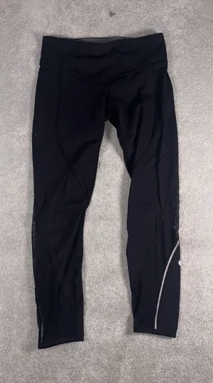 lululemon black cropped leggings 6 reflective mesh thumbnail 1