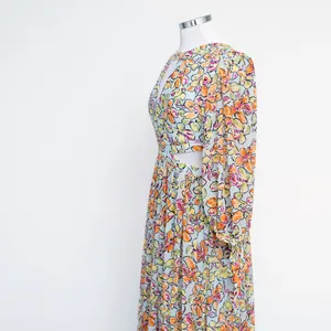 Maje - ‎ Orange Blue Hibiscus Cut Out Maxi Dress thumbnail 12