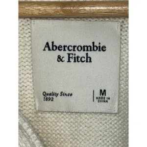 Abercrombie & Fitch Cream Long Sleeve Collared Pullover V-Neck Sweater Size M thumbnail 3
