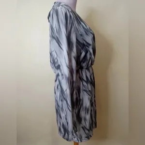 Anthropologie‎ Azel Hazel Black & Gray Abstract Print Long Sleeve Dress - Size M thumbnail 3