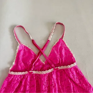 Victoria's Secret Lace Babydoll Size Small Hot Pink Lace Nightie Slip Cami thumbnail 6