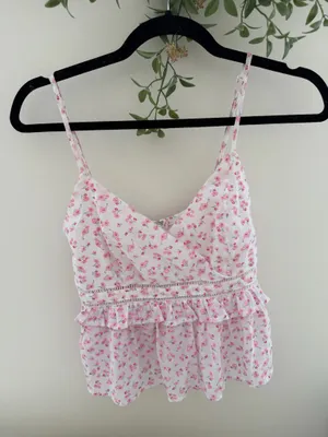 Miami Floral Wrap Front Ruffle Hem Cami Top thumbnail 2