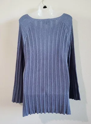 Modcloth Boatneck Long Sleeve Ribbed Cable Knit Pullover Tunic Sweater Large thumbnail 6