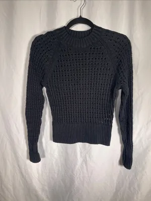 J. Crew Womens Black Pointelle Open Knit Sweater Small Bz498 thumbnail 2