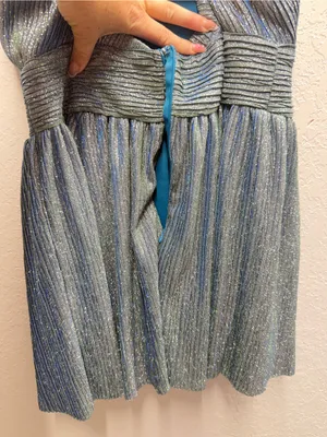 Lulu's shimmery hoco dress silver blue green crinkly glam fairycore pixie large thumbnail 6