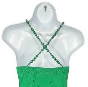 Hyacinth House NEW Green Eyelet Beaded Strap Mini Ibiza Cocktail Dress Size XS thumbnail 9