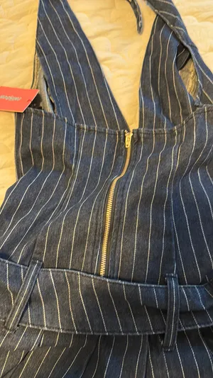 Edikted Pin Stripe Denim Mini Dress thumbnail 3
