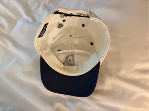 Daily Drills Vintage DD SnapBack Hat/Cap in White and Navy Blue thumbnail 4