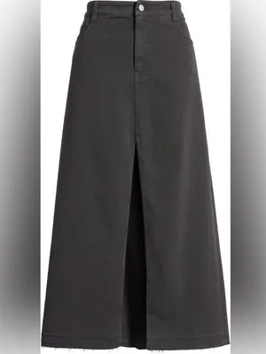 BP. Raw Hem Stretch Twill A-Line Long Maxi Jean Skirt Size 12 thumbnail 6