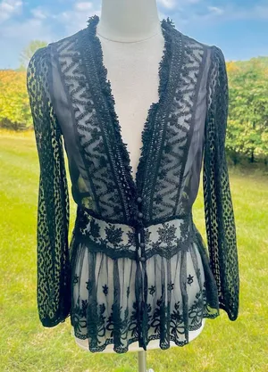 A’reve black lace sheer top Size M thumbnail 1