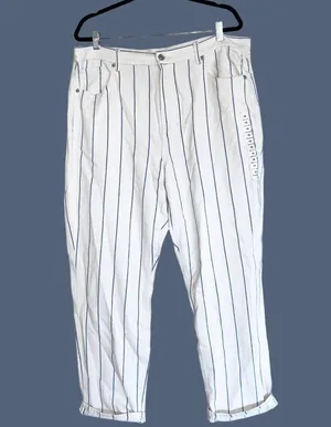 Nwt American Eagle Outfitters Blue White Striped High Rise Mom Jeans thumbnail 4