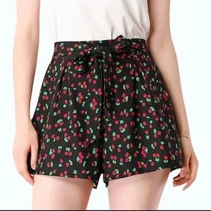 Allegra K Navy Blue Cherries Tie Shorts Sz M thumbnail 1