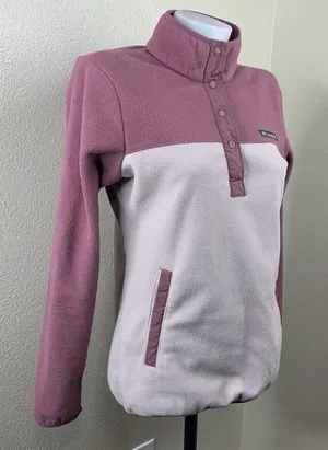 Columbia Benton Springs Half Snap Button Pullover Sweatshirt Sz S Pink *flaws thumbnail 1