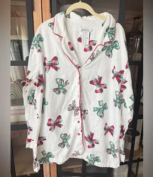 Disney Parks Pajamas shirt Christmas Holiday Retro Mickey Bows long holidays thumbnail 1