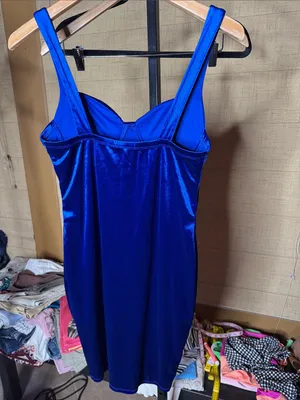 NWT Bozzolo Royal Blue Velvet Bodycon Mini Dress Size Large thumbnail 8