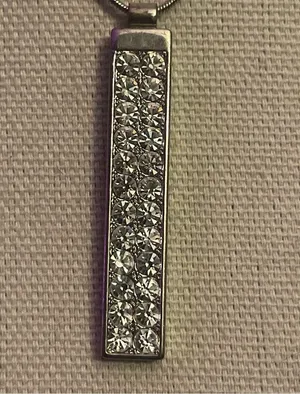 Vertical rhinestone bar pendant necklace thumbnail 2