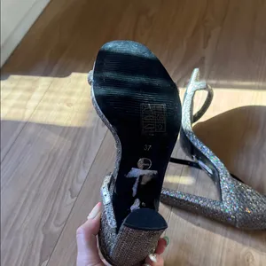 Topshop Black and Silver Glitter Ankle-Strap High Heels thumbnail 5