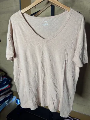 Aerie Oversized V-Neck Boyfriend Tee Soft Peach Pink Size Small thumbnail 3