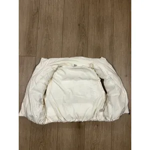 Double Zero Womens Off White Faux Leather Puffer Vest Funnel Neck Zip DZ23F494 M thumbnail 4