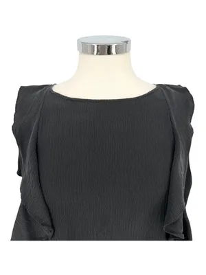 Sanctuary Black Silk Ruffle Sleeveless Top Blouse Large Romantic Dark Coquette thumbnail 2