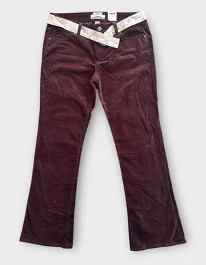 Vintage Y2K Old Navy Low Rise Brown Boot Cut Stretch Velour Pants Size 8 NWT thumbnail 1