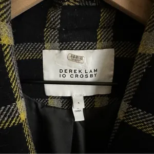 Derek Lam 10 Crosby Plaid Cocoon Coat Women's 4 Navy and Yellow Wool Blend Lined thumbnail 8