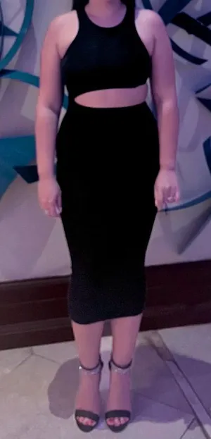 Black Cutout Midi dress - Women's Evening dress thumbnail 1