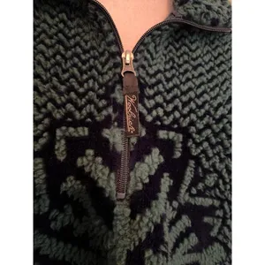 vintage Woolrich green and dark green Nordic snowflake-pattern high-pile fleece thumbnail 3