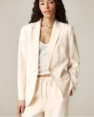 J. Crew Alfie Cream Blazer Jacket In Denim Stripe thumbnail 1