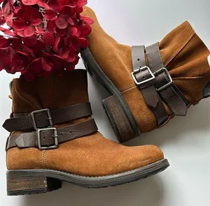 Steve Madden Tan Suede Ankle Moto Boots thumbnail 1