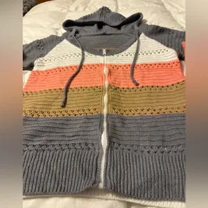 Striped Knit Zip-Up Hoodie - NWOT - Size M thumbnail 6