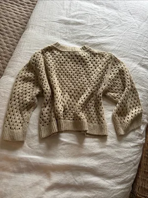 H&M Open-Knit Crewneck Sweater in Light Beige thumbnail 4