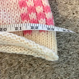 BiBi Pink and Cream Checkered Chunky Sweater Size M thumbnail 10