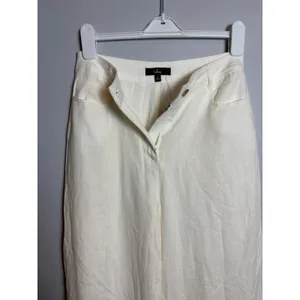 Lulus Cream Linen Blend High Waisted Wide Leg Trousers Pants Size Medium NWT thumbnail 6