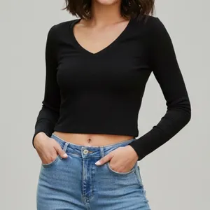 BOZZOLO Women’s Long Sleeve Casual Crop Top thumbnail 2