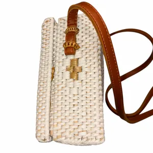 Urban Outfitters Harper White Rattan Wicker Straw Square Crossbody Purse Bag thumbnail 4