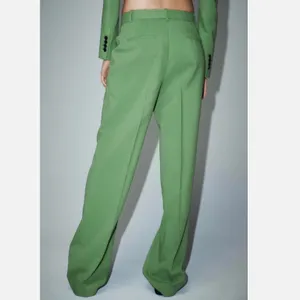 Zara High Rise Straight Leg Full Length Trousers Green Size XL 3736/047/500 thumbnail 3