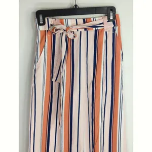 Zara Trafaluc Pink & White Striped Wide‎ Leg Cropped Pants Women's XS thumbnail 3