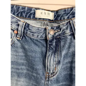 We The Free Jeans Women 29 Blue Wide Leg Frayed Hem Distressed Button Fly Cotton thumbnail 3
