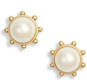 Kate Spade Pearl earrings with golden crown/sun detail - “flying colors” cream thumbnail 5
