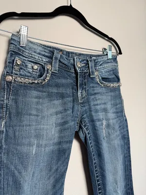 Y2K Miss Me Bootcut Jeans Size 26 with Embellished Back Pockets thumbnail 3
