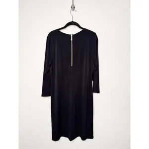 Michael Michael Kors Black Sheer Mesh Panel Long Sleeve Shift Dress SZ L thumbnail 2