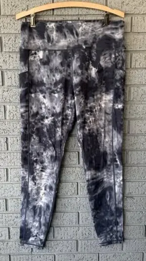 ZYIA Active Gray Womens High-Waisted Cropped TieDye Print Leggings 14 16 Pilates thumbnail 1