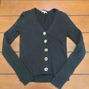 Madewell Shrunken ribbed cardigan sweater black thumbnail 1